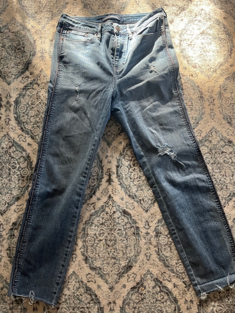 Calvin Klein Jeans Straight Leg Distressed Blue Denim